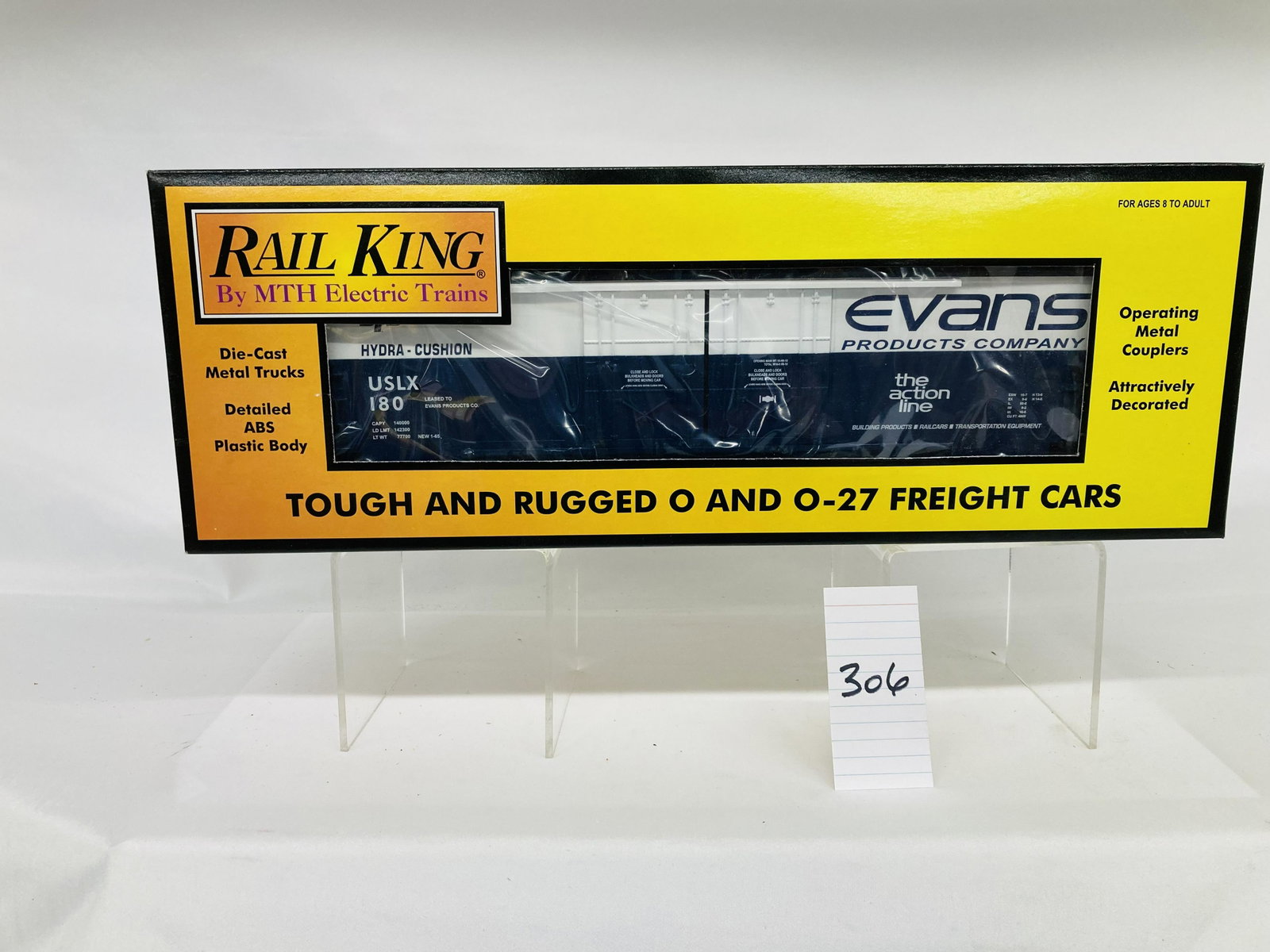 MTH 30-74013 Evans Leasing 50' Double Door Plugged Boxcar w/ OB: MTH 30-74013 Evans Leasing 50' Double Door Plugged Boxcar w/ OB, C10