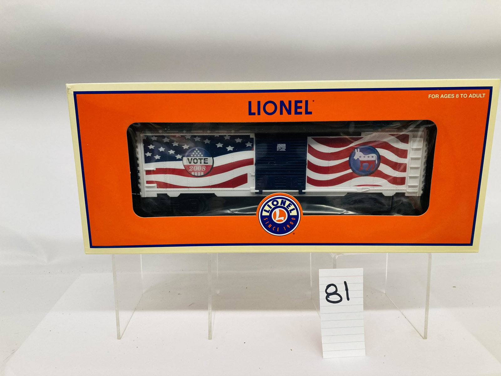Lionel 25059 Democrat 2008 Election Boxcar w/ OB: Lionel 25059 Democrat 2008 Election Boxcar w/ OB, C10