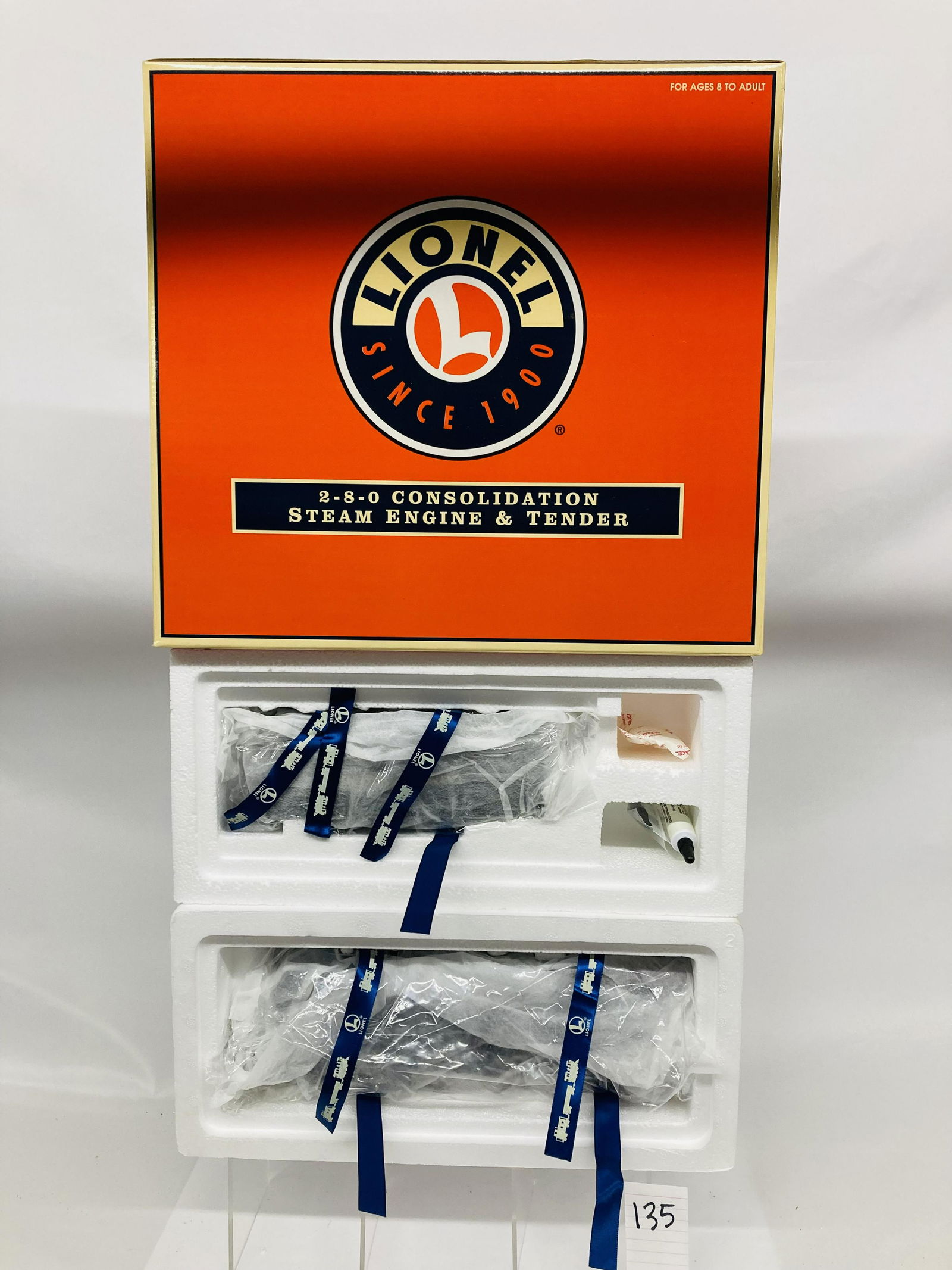 Lionel 38036 Long Island RR 2-8-0 Consolidation Steam Locomotive and Tender w/OB: Lionel 38036 Long Island RR 2-8-0 Consolidation Steam Locomotive and Tender w/OB, C10