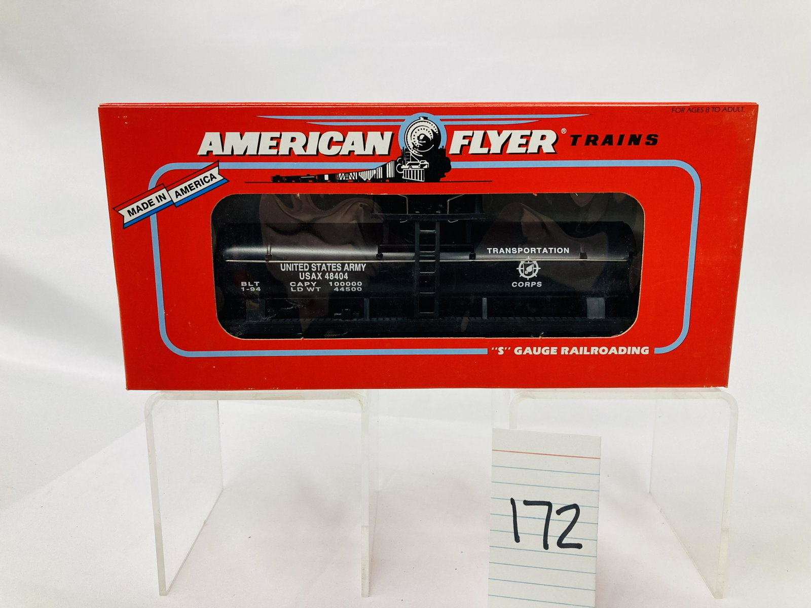 American Flyer LTI 48404 US Army Tank Car w/ OB: American Flyer LTI 48404 US Army Tank Car w/ OB, C10