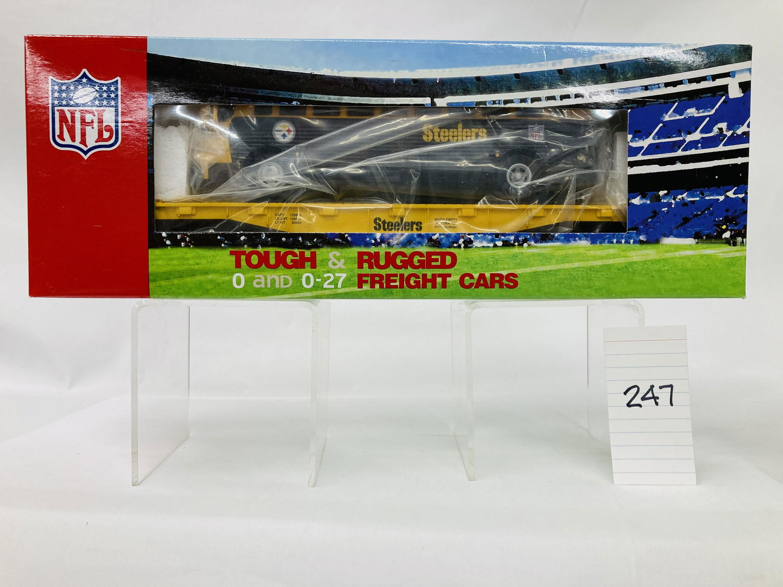 MTH 30-76220 NFL - Pittsburgh Steelers Flat Car w/ Die-Cast Bus & OB (1 of 2)