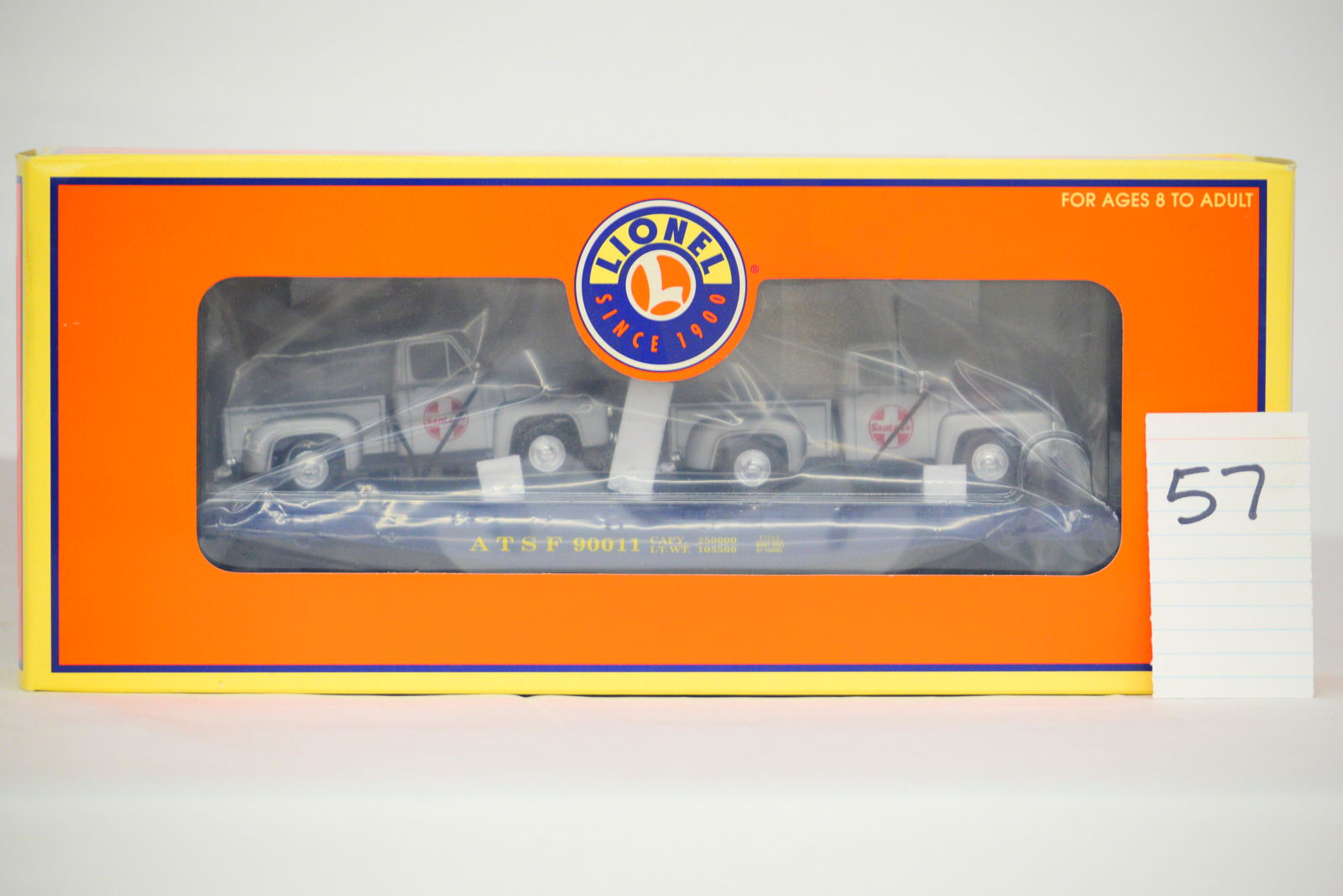 Lionel - No. 6-17563  -  SF Flatcar w/ 2 Santa Fe Ford Pick-ups (w/ OB) (1 of 2)