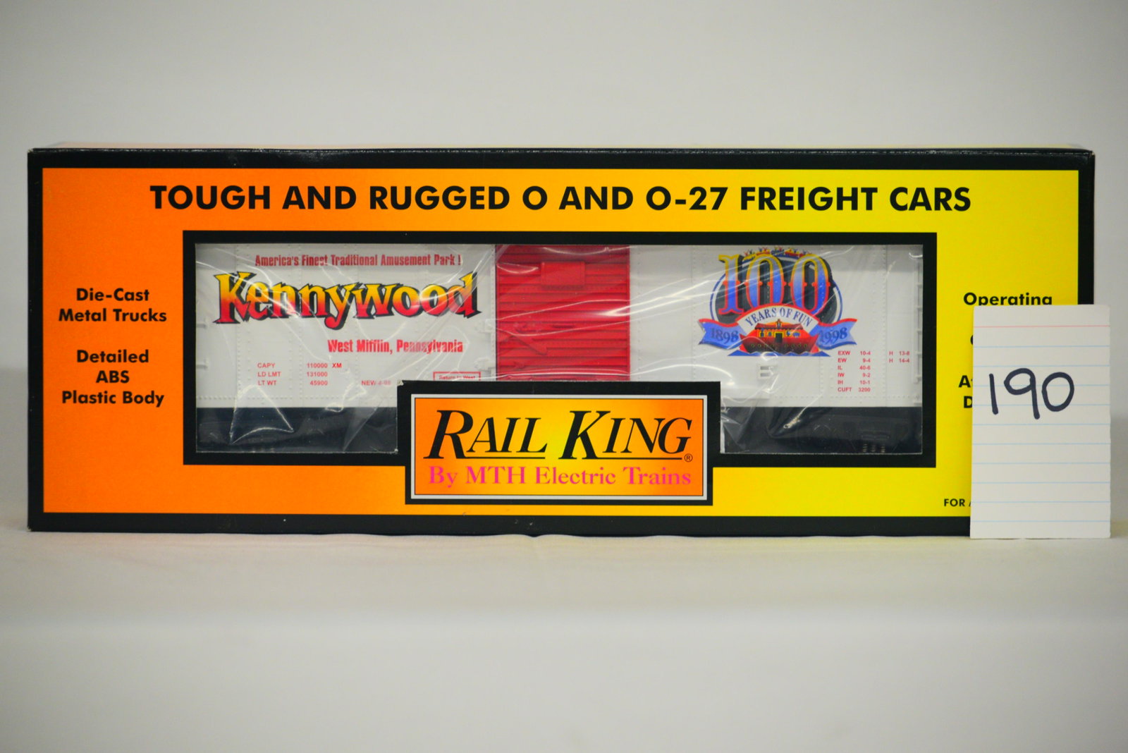 MTH (RailKing) - No. 30-74052 Kennywood Park Boxcar w/ OB: MTH (RailKing) - No. 30-74052 Kennywood Park Boxcar w/ OB C10