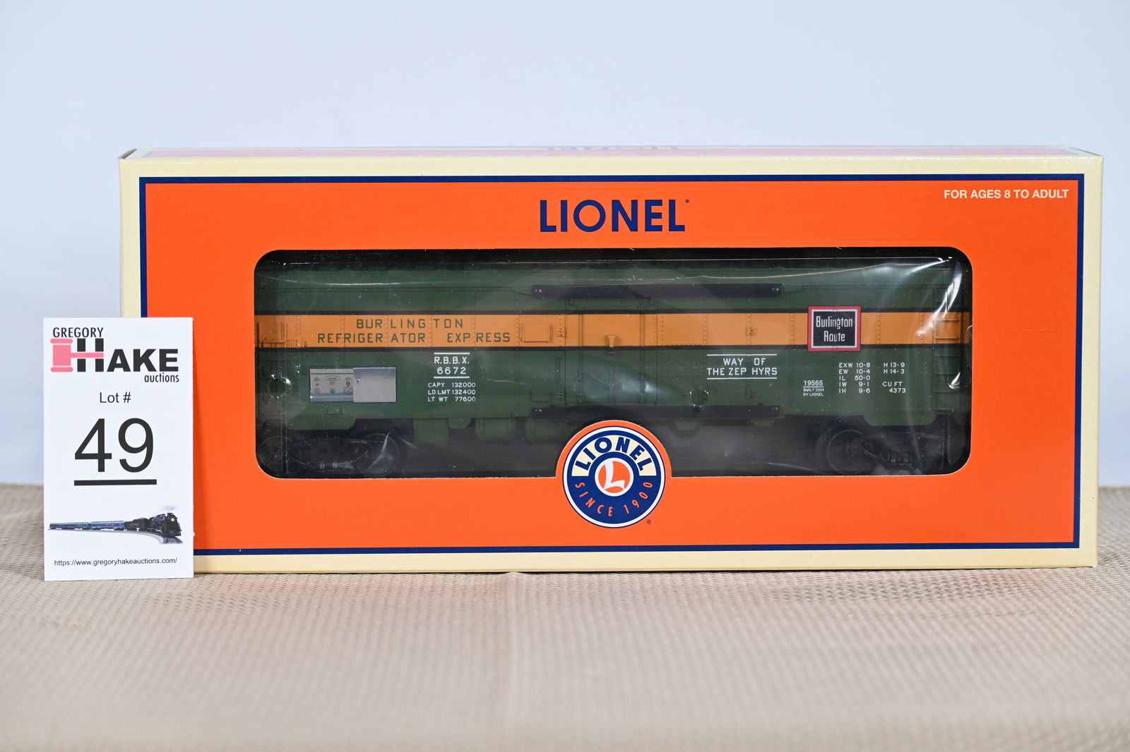 Lionel (LTI) - 19565: (O Gauge) Burlington - Reefer, Car No. 6672, Archive Collection w/OB (1 of 2)