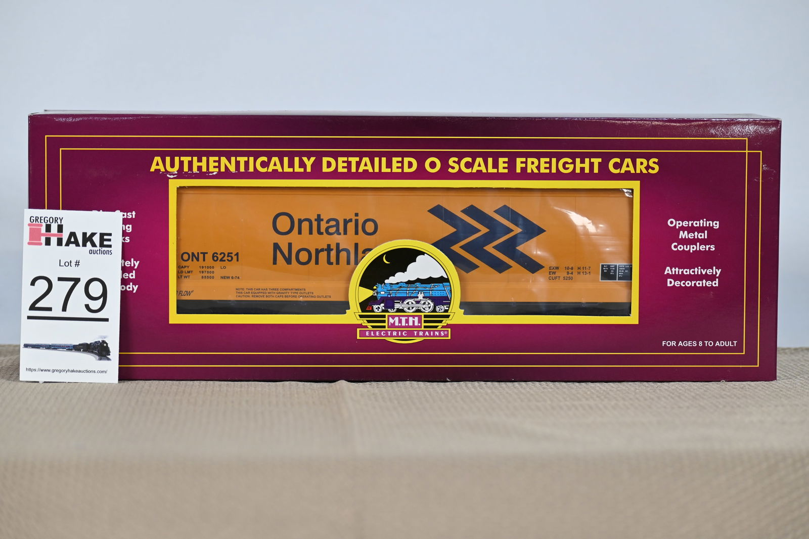 MTH (Premier) - 20-97433: (O Gauge) Ontario Northland - 3-Bay Centerflow Hopper w/OB (1 of 2)