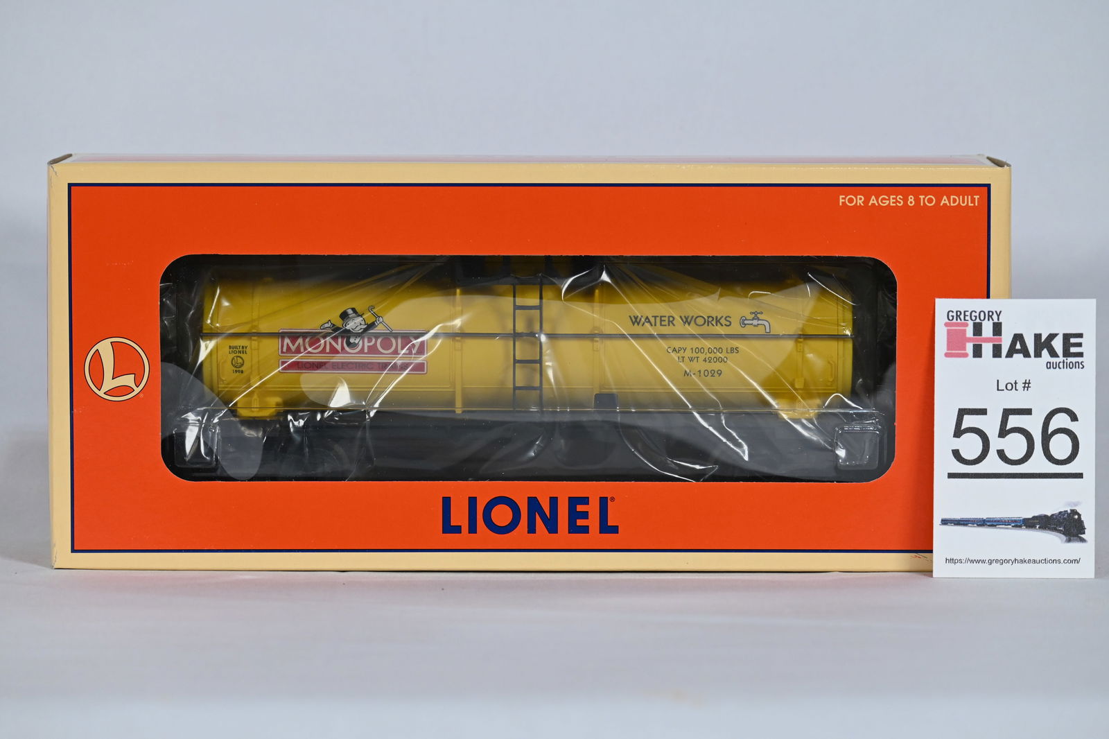 Lionel (LTI) - 6-52160: Monopoly - Water Works Tank Car: Lionel (LTI) - 6-52160: Monopoly - Water Works Tank Car, w/OB / Condition: C10