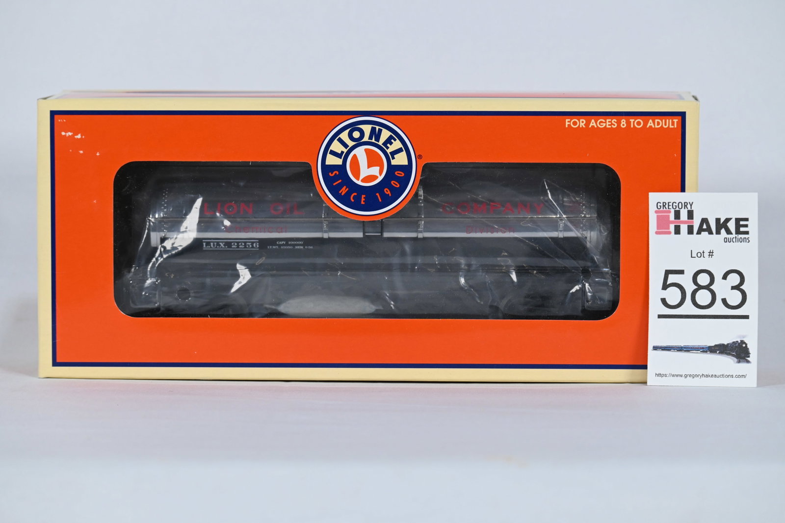 Lionel (LTI) - 6-19628: Lion Oil Co. - 1-D Tank Car, Car No. 2256: Lionel (LTI) - 6-19628: Lion Oil Co. - 1-D Tank Car, Car No. 2256, w/OB / Condition: C10