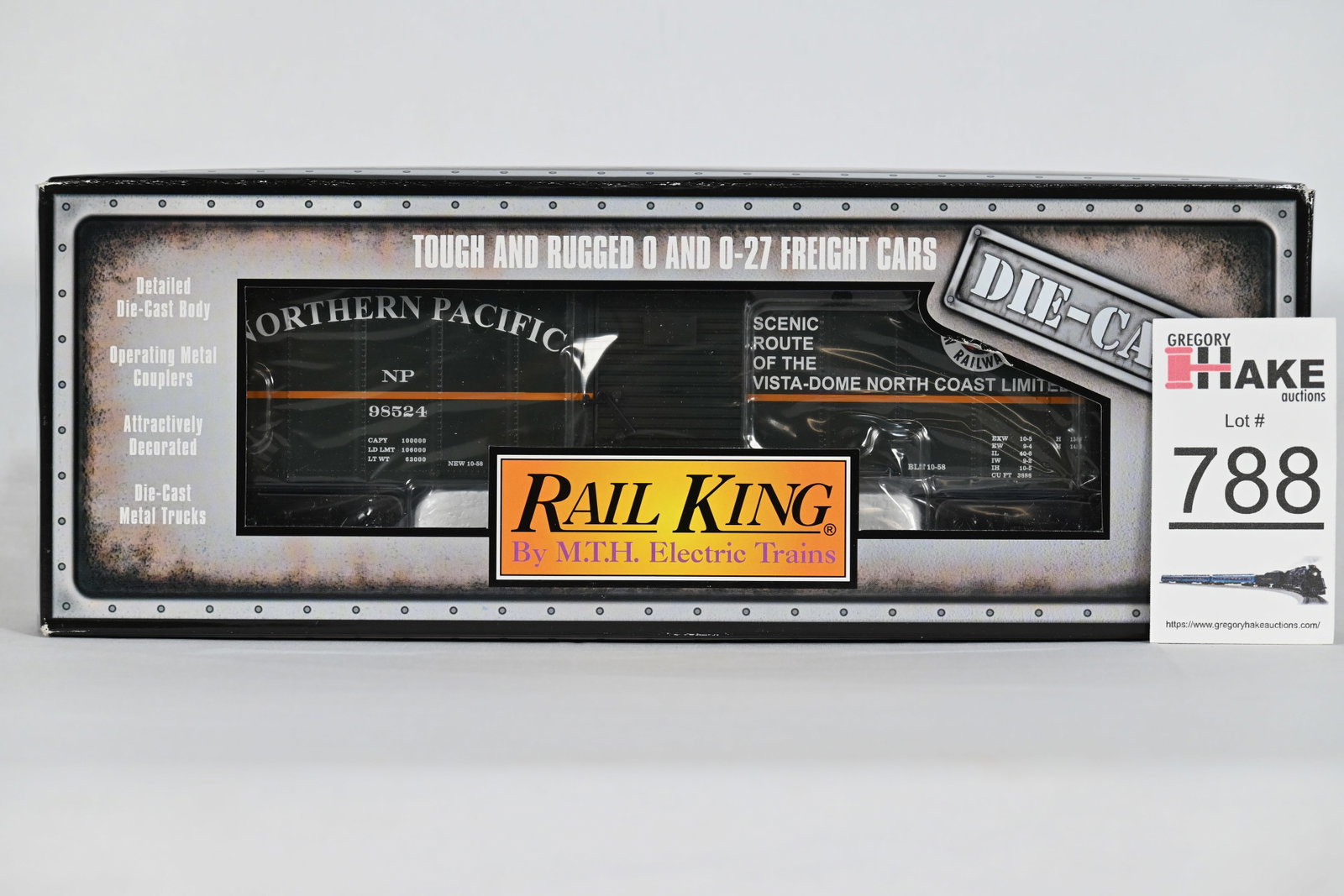 MTH (RailKing) - 30-8406: Northern Pacific - Die-Cast Box Car - w/OB: MTH (RailKing) - 30-8406: Northern Pacific - Die-Cast Box Car, w/OB / Condition: C10