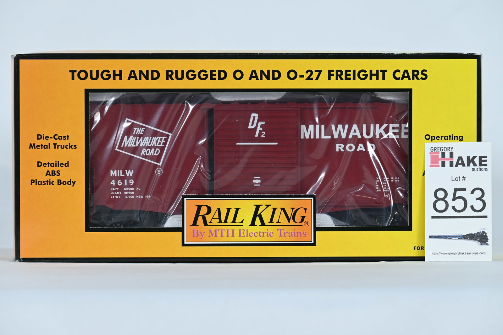 MTH (RailKing) - 30-74331: Milwaukee Road - 40' High Cube Box Car - w/OB: MTH (RailKing) - 30-74331: Milwaukee Road - 40' High Cube Box Car - Milwaukee Road Car No. 4619, w/OB / Condition: C10