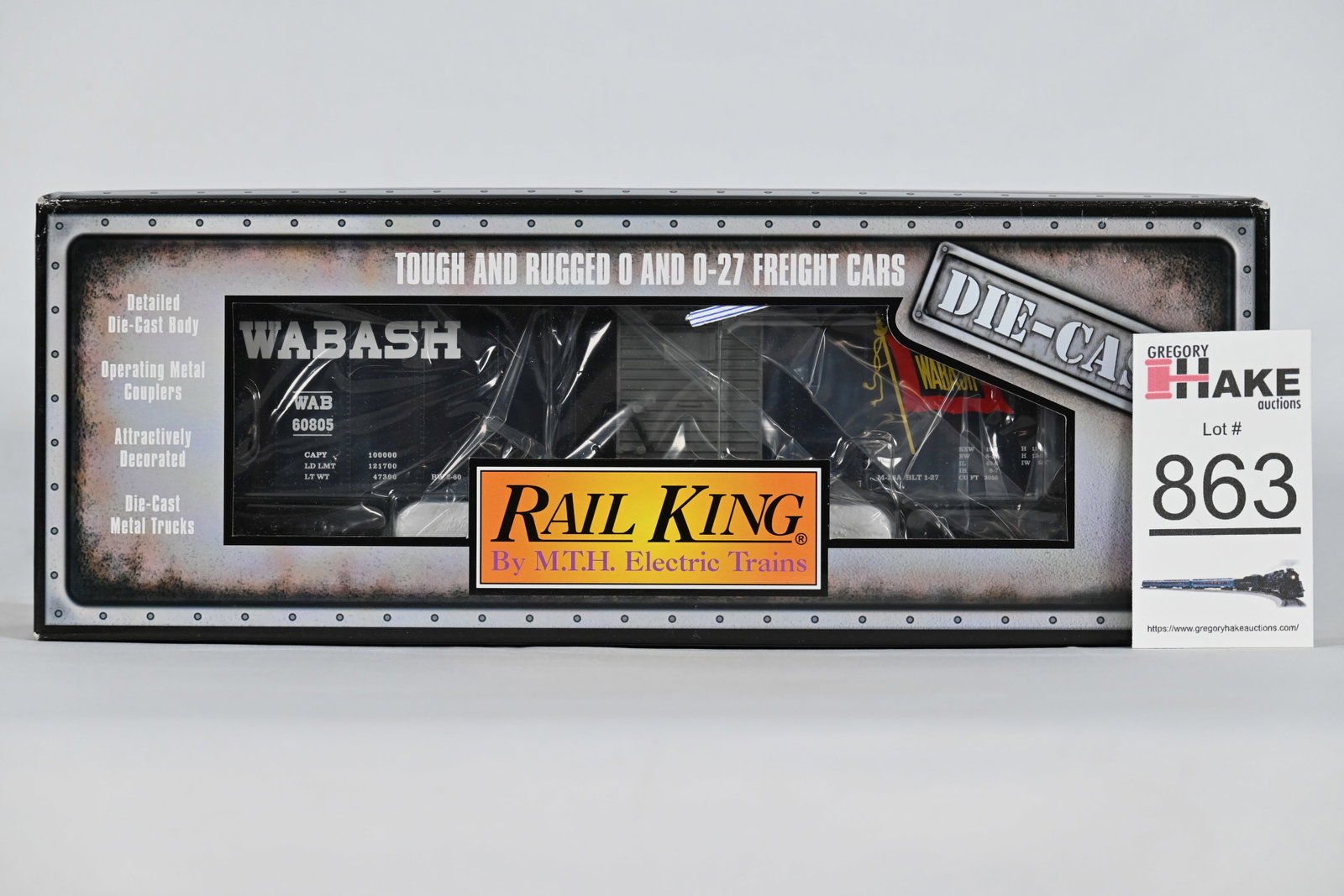 MTH (RailKing) - 30-8408: Wabash - Die-Cast Box Car - w/OB: MTH (RailKing) - 30-8408: Wabash - Die-Cast Box Car - Wabash Car No. 60805, w/OB / Condition: C10