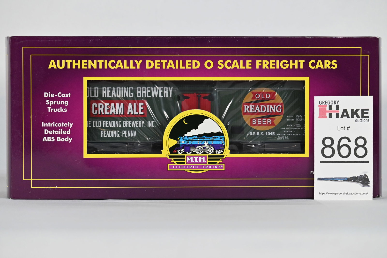 MTH (Premier) - 20-94318: Old Reading Cream Ale - 36' Woodsided Reefer Car - w/OB: MTH (Premier) - 20-94318: Old Reading Cream Ale - 36' Woodsided Reefer Car, w/OB / Condition: C10