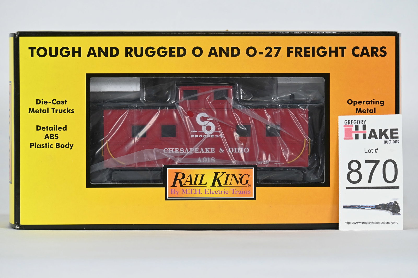 MTH (RailKing) - 30-77033: Chesapeake & Ohio - Steel Caboose - w/OB: MTH (RailKing) - 30-77033: Chesapeake & Ohio - Steel Caboose - w/OB / Condition: C10