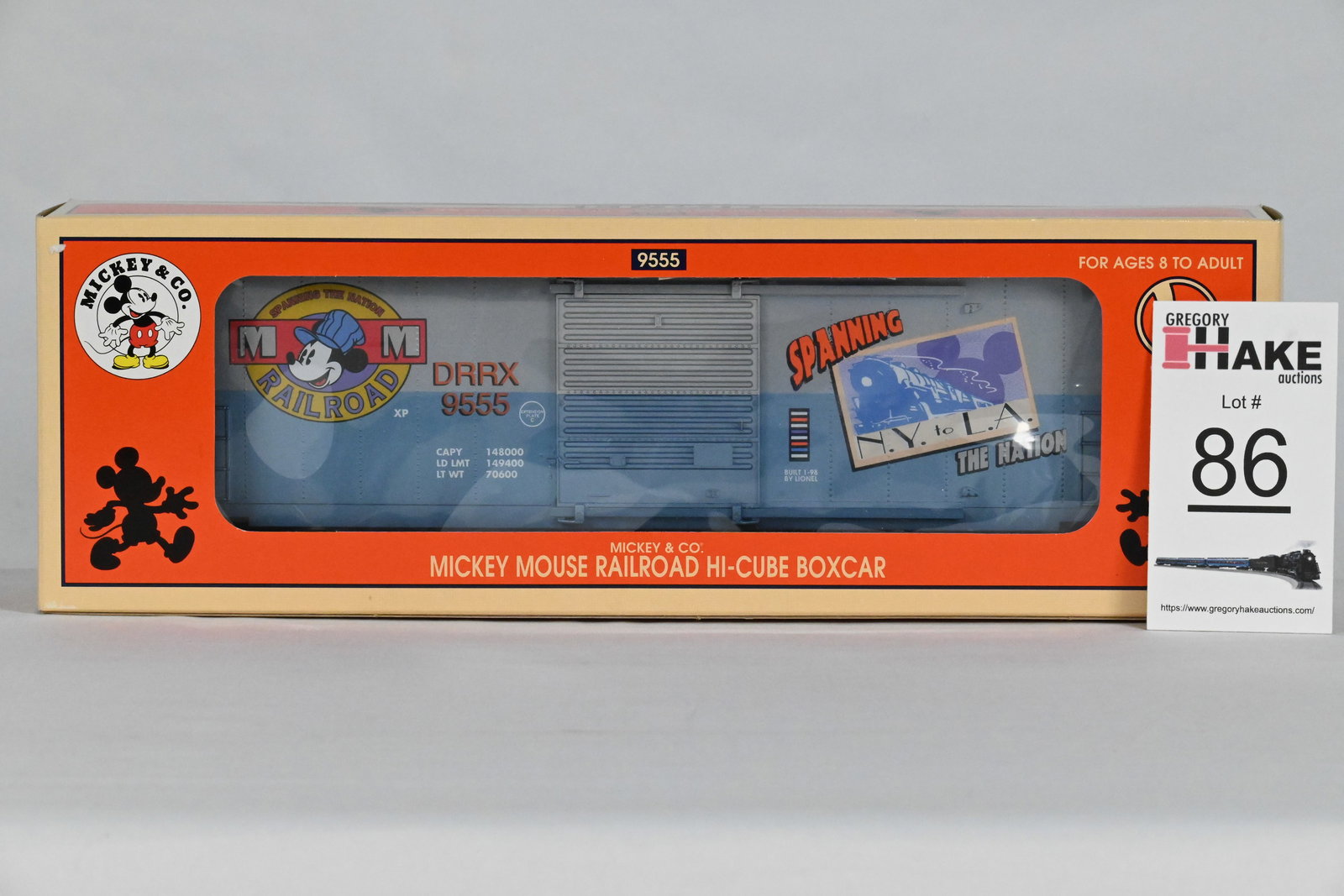 Lionel  (LTI) - 6-29205: DIsney - Mickey Mouse Hi-Cube Box Car, Car No. 9555, w/OB (1 of 2)