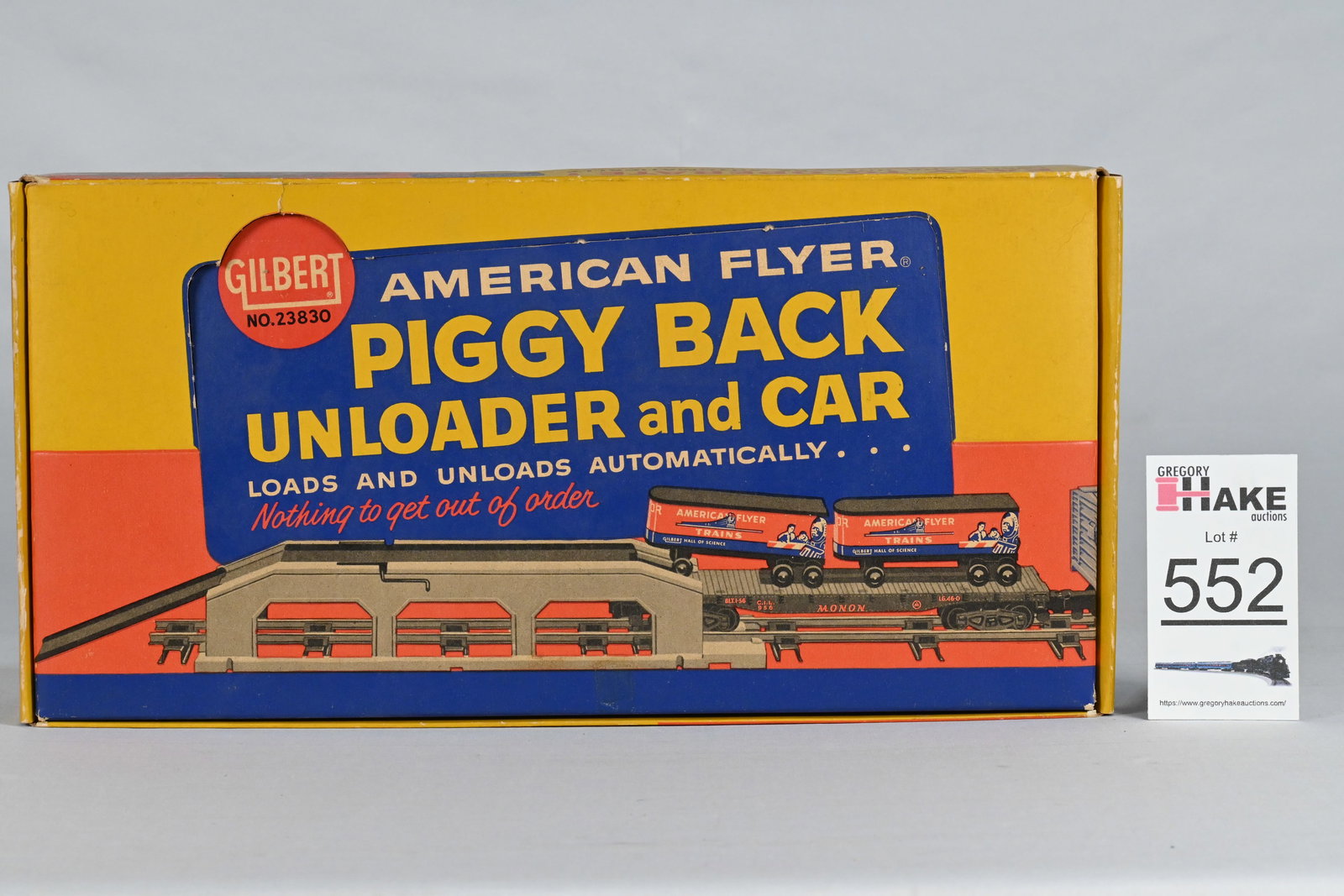 American Flyer S Gauge 23830 Piggy Back Unloader and Car w/ OB (1 of 4)