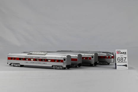 American Flyer S Gauge Red Stripe 24773, 24793, 24813 and 24833 Passenger Cars: American Flyer S Gauge Red Stripe 24773 Columbus, 24793 Jefferson, 24813 Hamilton, and 24833 Washington Passenger Cars, C7/8. The 24793 Jefferson coach is the Rare Separate Sale.