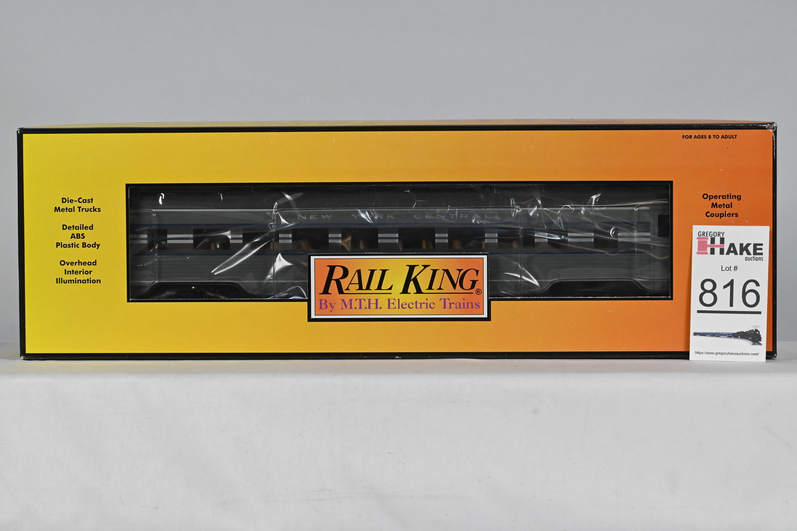 MTH (RailKing) - 30-6785: New York Central - 60' Streamlined ABS Coach Car, w/OB: MTH (RailKing) - 30-6785: New York Central - 60' Streamlined ABS Coach Car, w/OB - C10