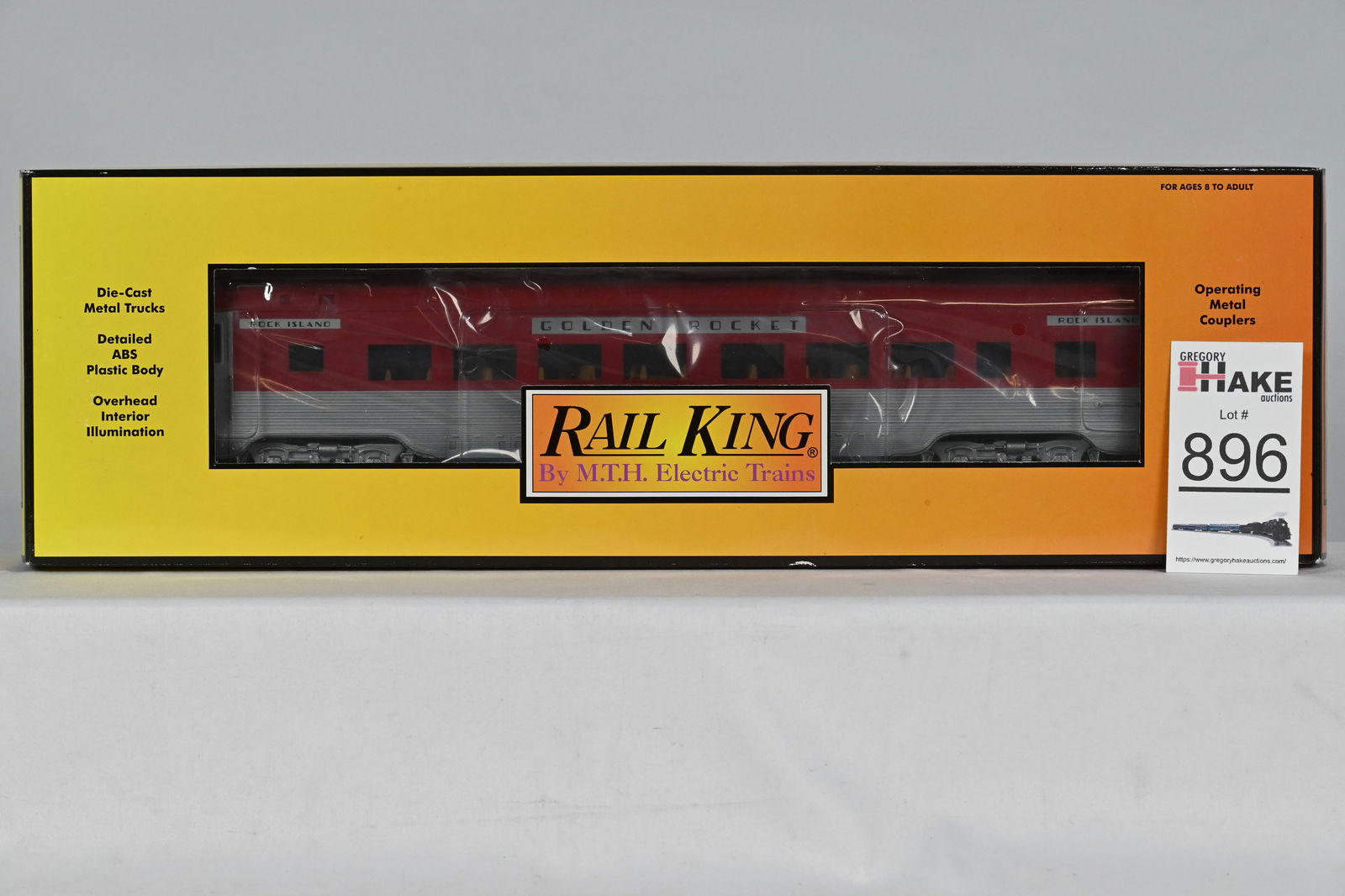 MTH (RailKing) - 30-6709: Rock Island - 60' Streamlined Coach Car - Smooth Sided, w/OB (1 of 2)