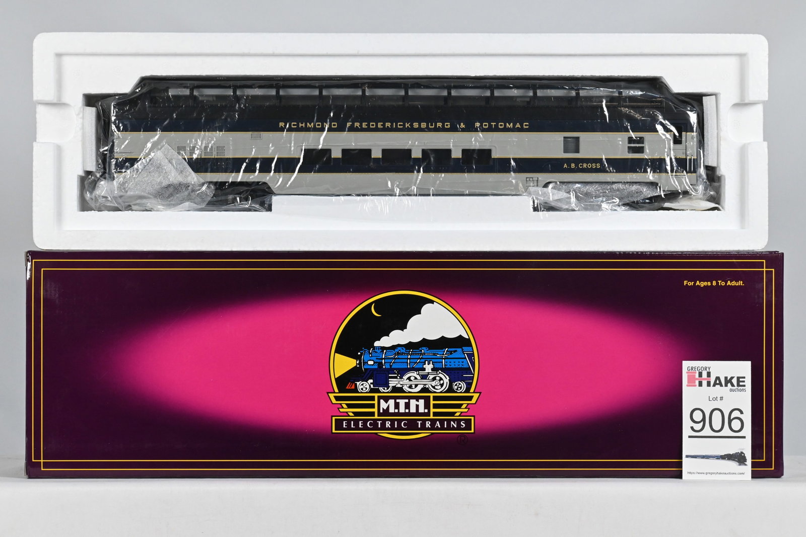MTH (Premier) - 20-6777: Richmond, Fredericksburg & Potomac - 70' ABS Full Length Vista Dome: MTH (Premier) - 20-6777: Richmond, Fredericksburg & Potomac - 70' ABS Full Length Vista Dome Passenger Car, w/OB - C10
