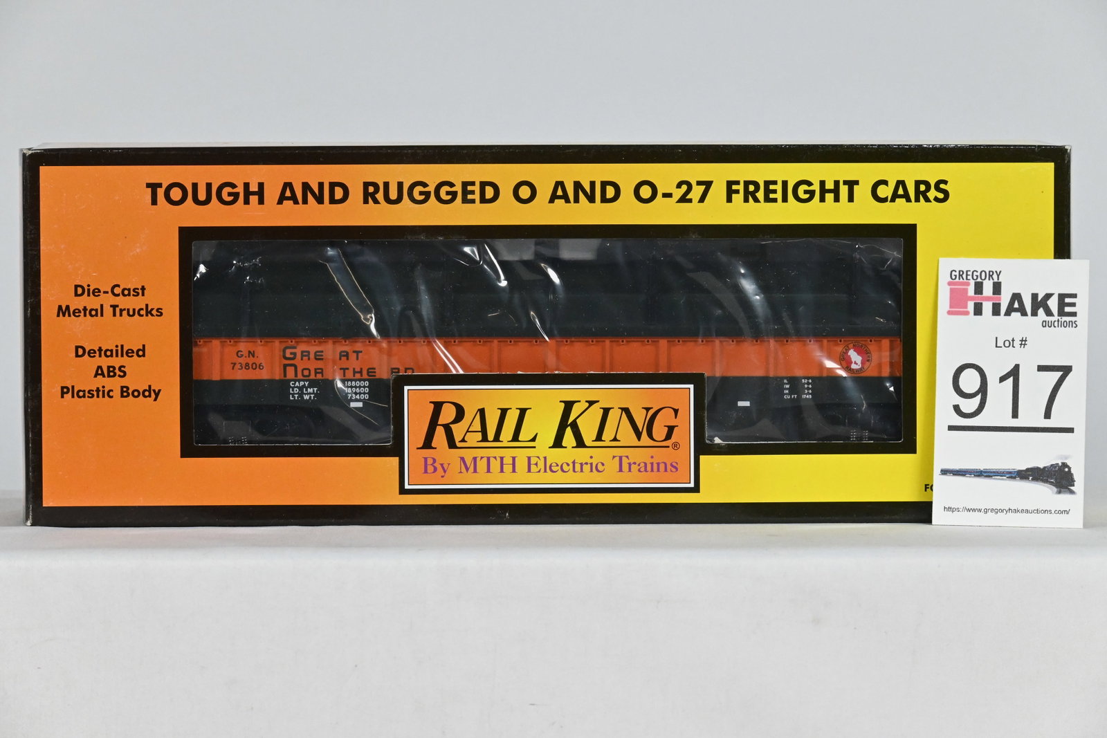 MTH (RailKing) - 30-7286: Great Northern - Gondola Car w/Cover, w/OB: MTH (RailKing) - 30-7286: Great Northern - Gondola Car w/Cover, w/OB - C10
