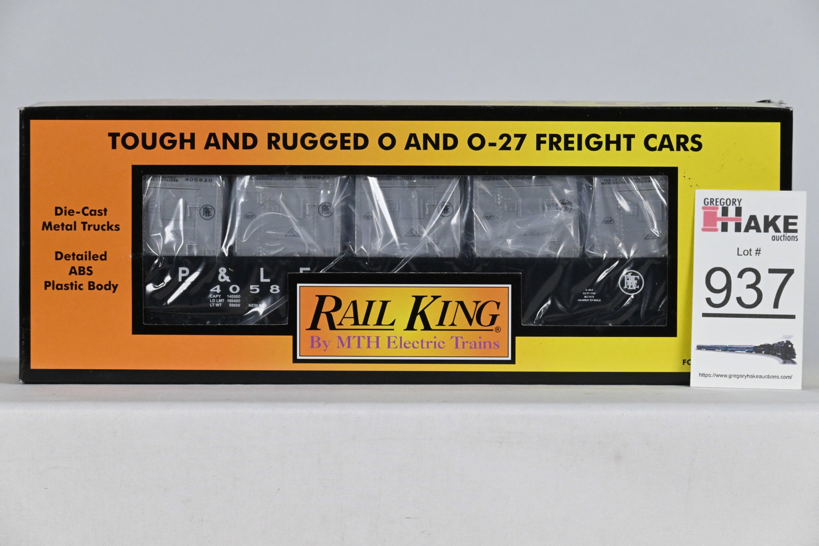 MTH (RailKing) - 30-7253: Pittsburgh & Lake Erie - Gondola Car w/LCL Containers, w/OB: MTH (RailKing) - 30-7253: Pittsburgh & Lake Erie - Gondola Car w/LCL Containers, w/OB - C10