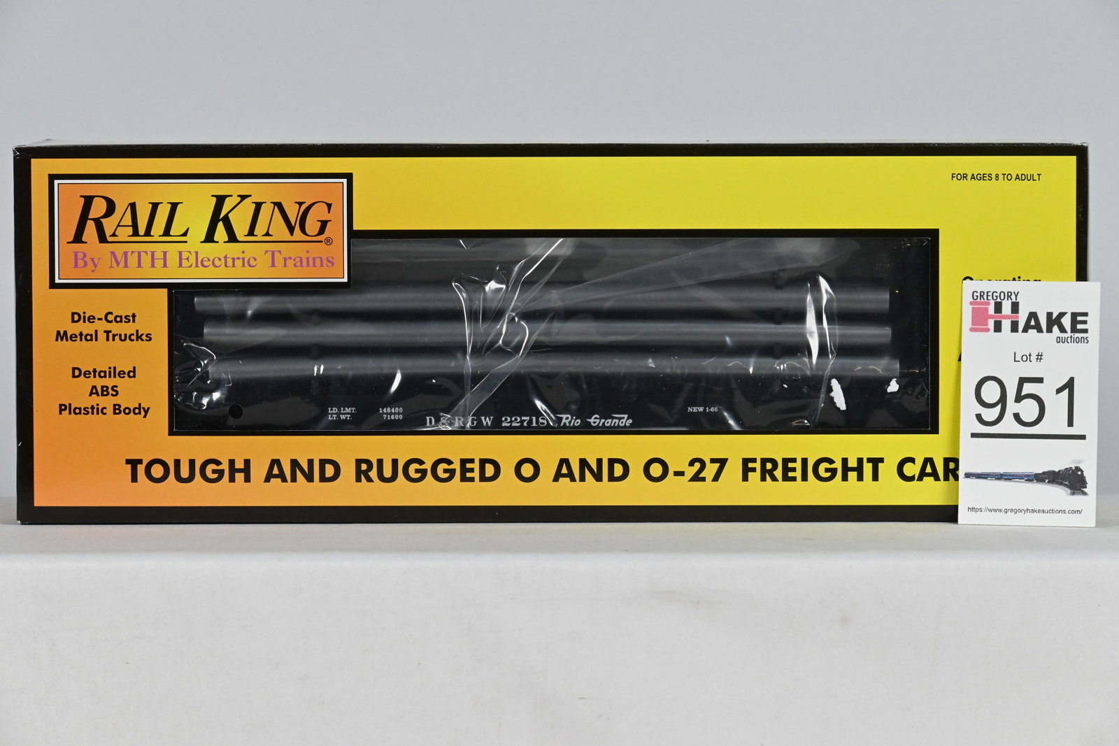 MTH (RailKing) - 30-76014: Denver & Rio Grande - Flat Car - w/Bulkheads & Pipe Load, w/OB: MTH (RailKing) - 30-76014: Denver & Rio Grande - Flat Car - w/Bulkheads & Pipe Load, w/OB - C10