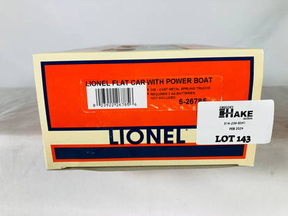 Lionel LTI 6-26785 Lionel Flatcar w/ Power Boat & OB: Lionel LTI 6-26785 Lionel Flatcar w/ Power Boat & OB, C10