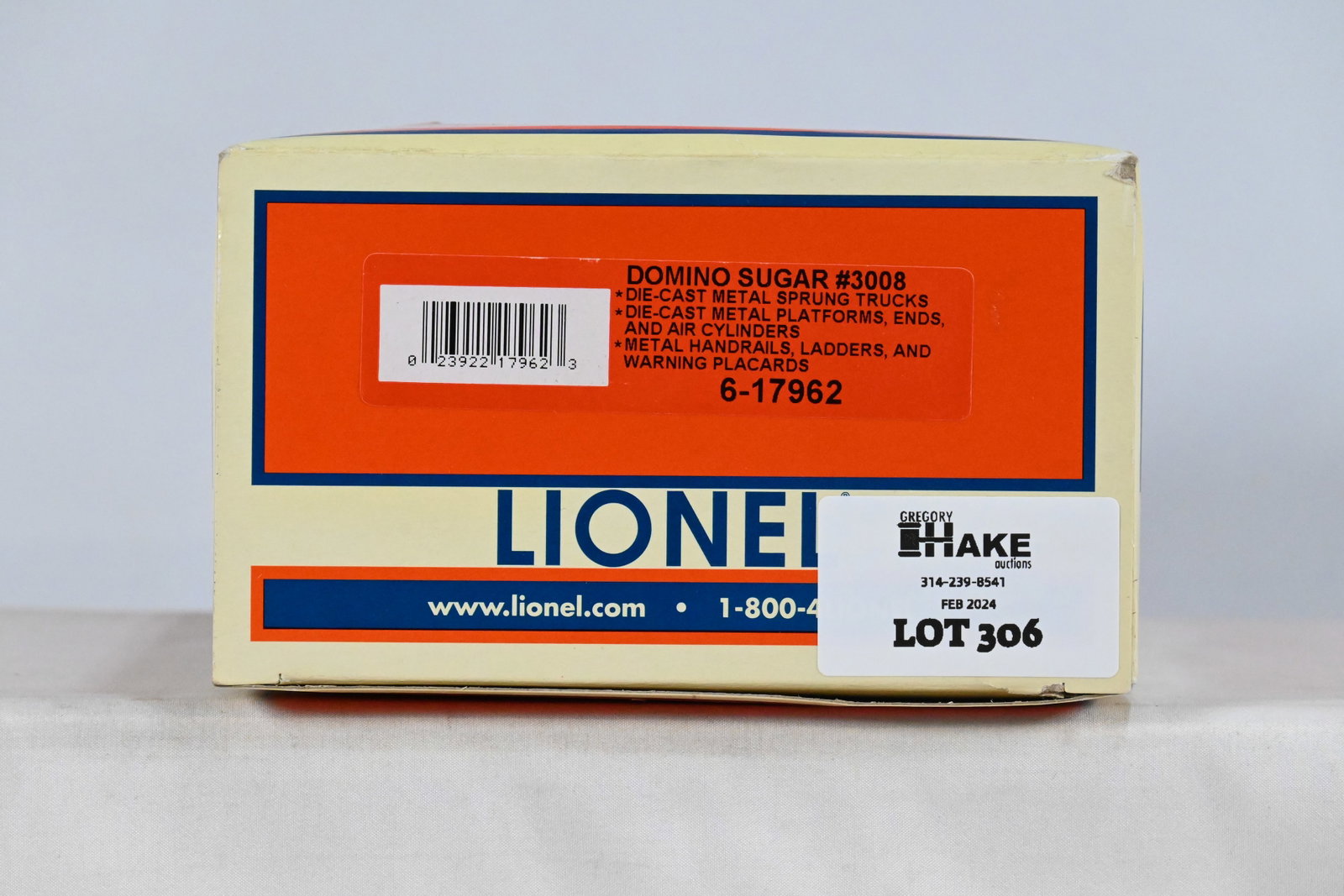 Lionel LTI 6-17962 Domino Sugar #3008 Tank Car w/ OB: Lionel LTI 6-17962 Domino Sugar #3008 Tank Car w/ OB, C10
