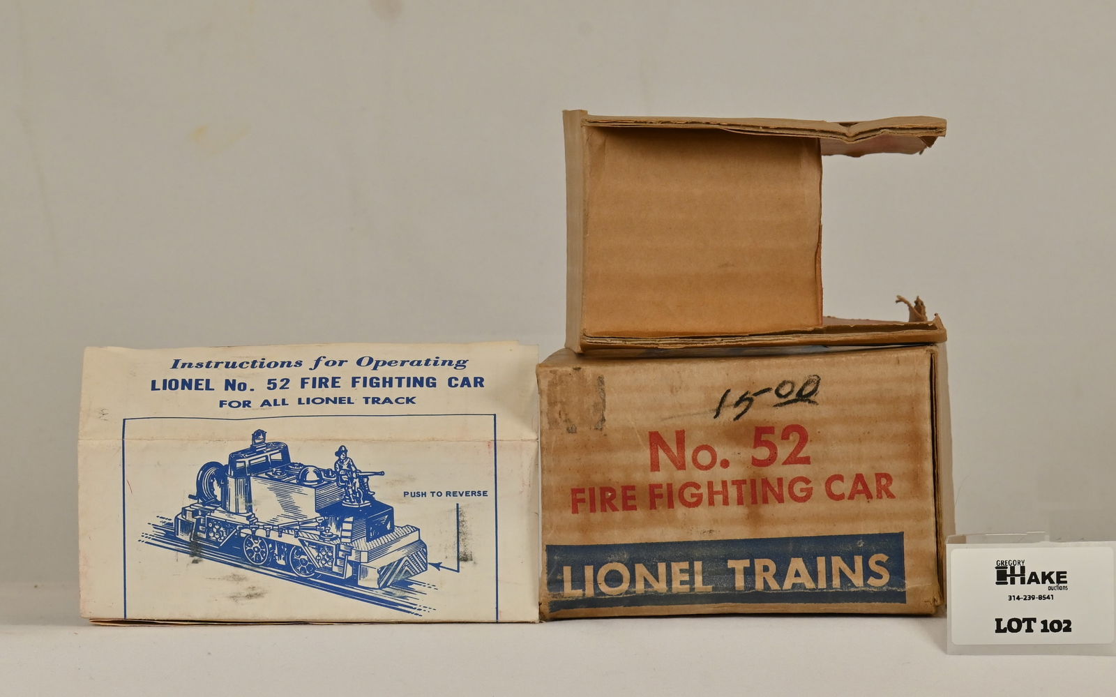 Lionel Postwar 52 Fire Fighting Car Empty Box w/ Insert & IS (1 of 3)