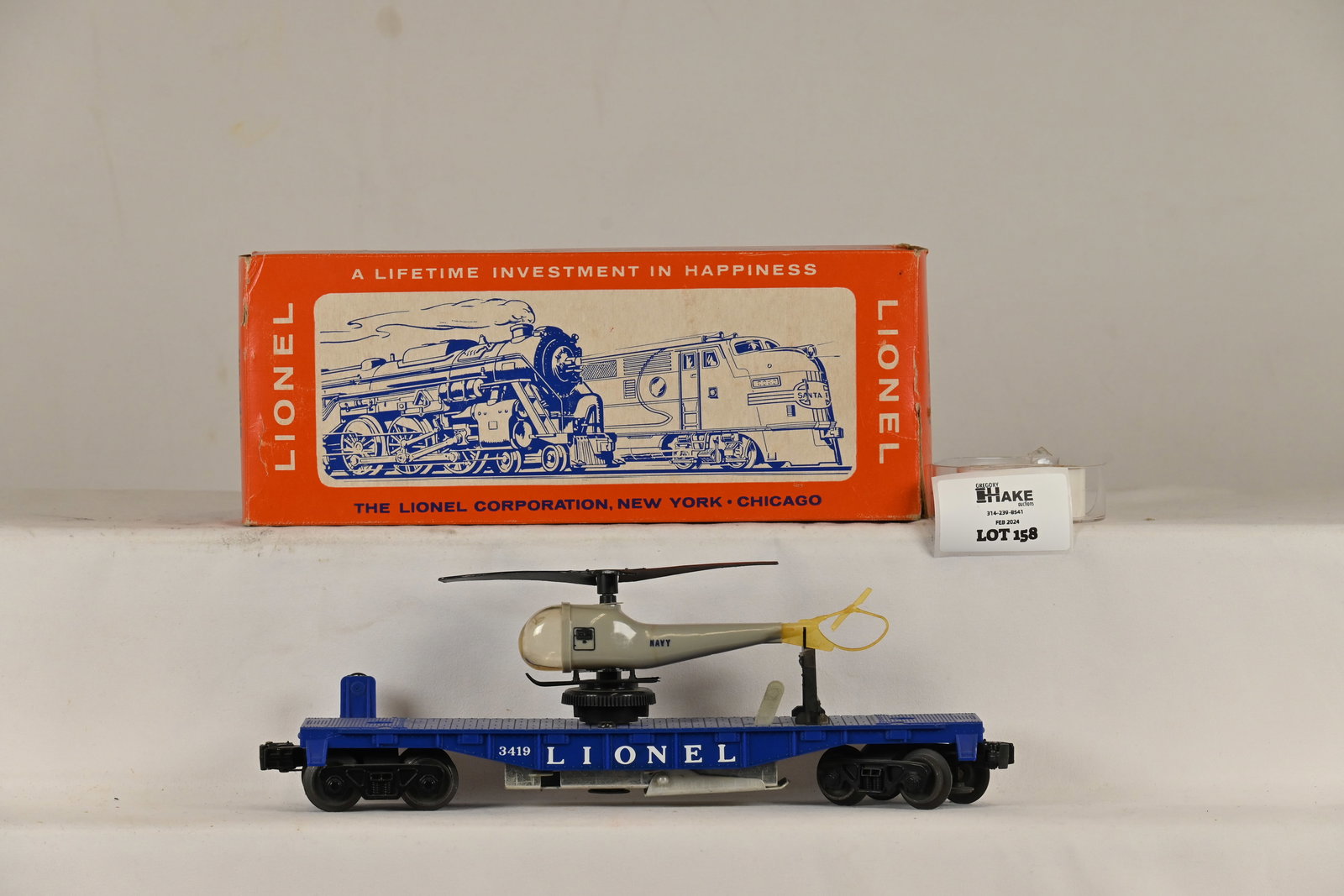 Lionel Postwar 3419 Operating Helicopter Flatcar w/ OB (1 of 4)