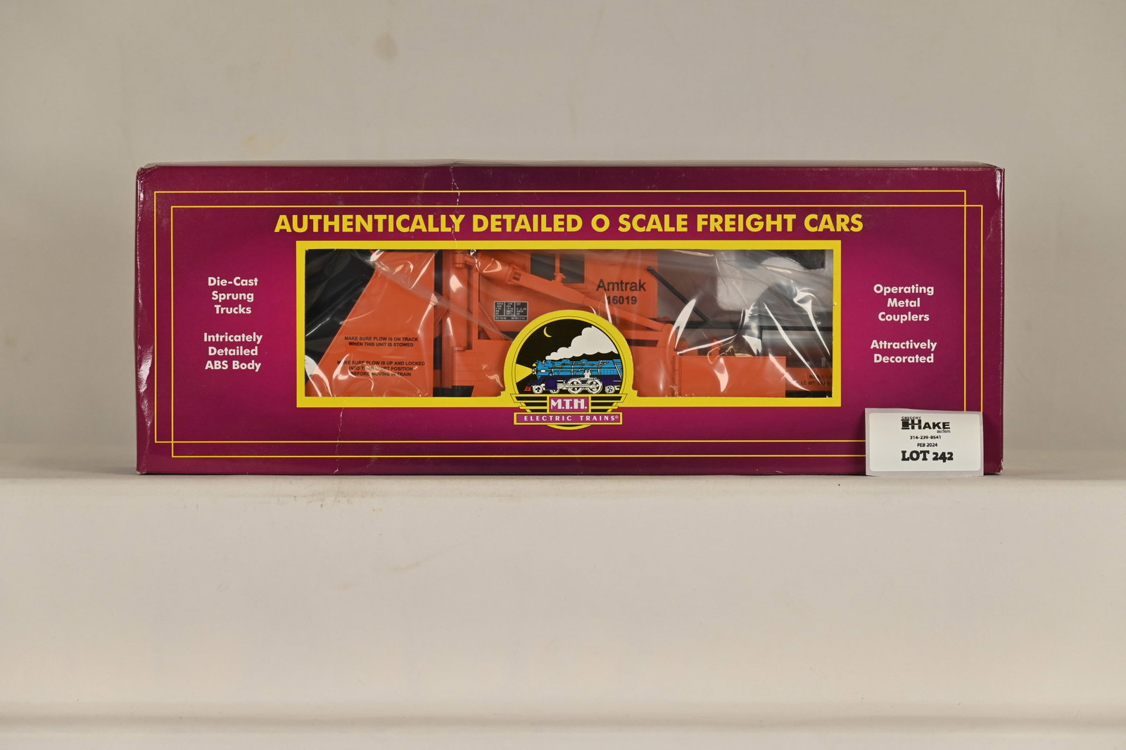MTH 20-98282 Amtrak Jordan Spreader w/ OB: MTH 20-98282 Amtrak Jordan Spreader w/ OB, C10