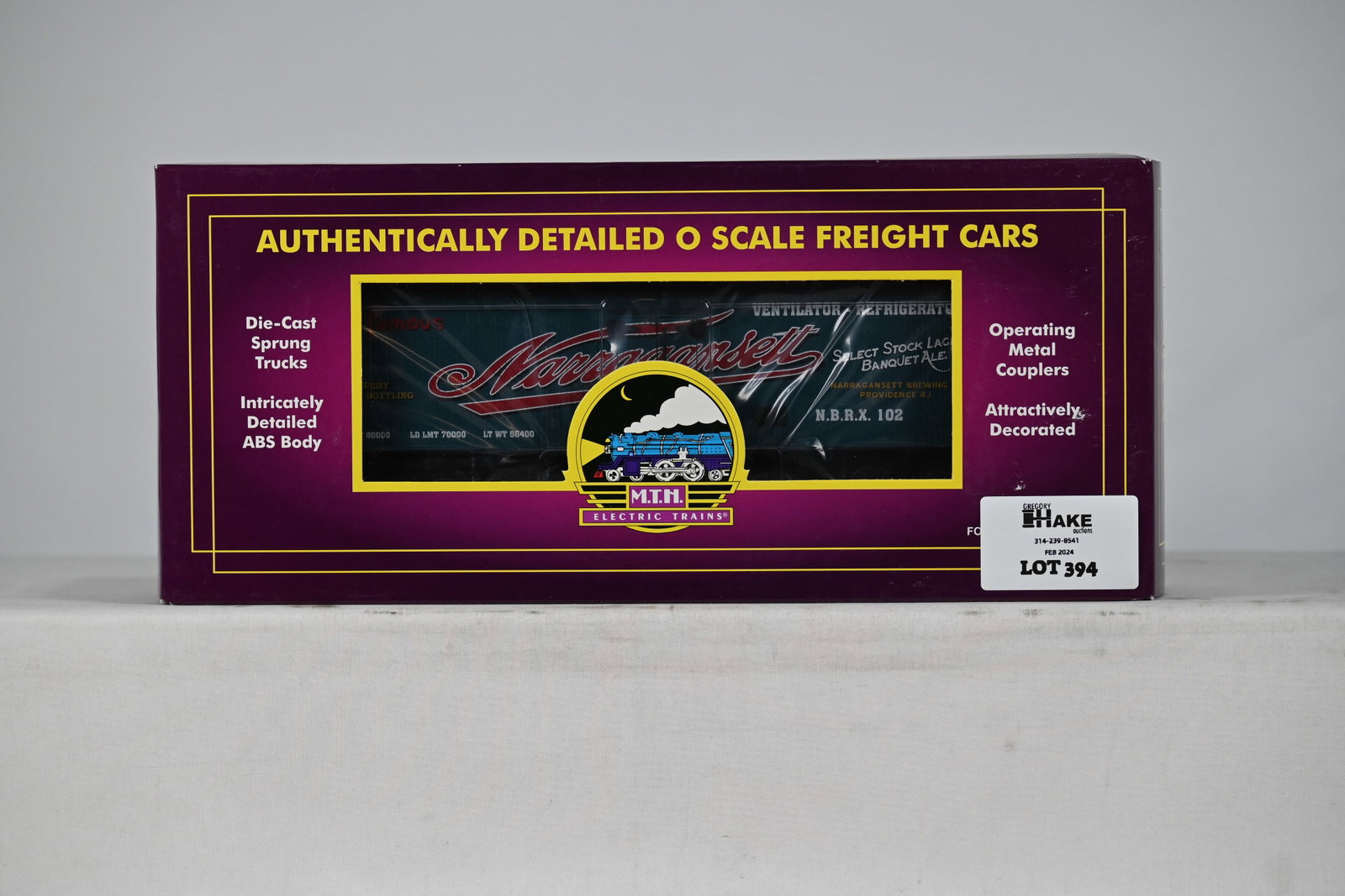 MTH 20-94317 Narragansett Ale 36' Woodsided Reefer w/ OB: MTH 20-94317 Narragansett Ale 36' Woodsided Reefer w/ OB, C10