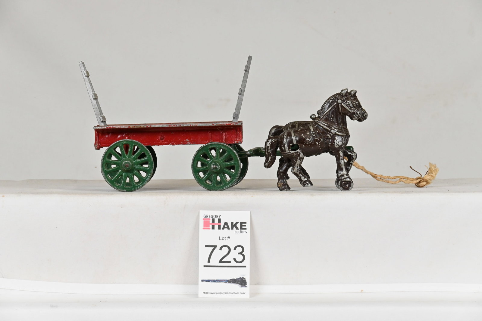 Vintage Cast Horse and Wagon "Made in the USA" about 12" long: Vintage Cast Horse and Wagon "Made in the USA" about 12" long, C7