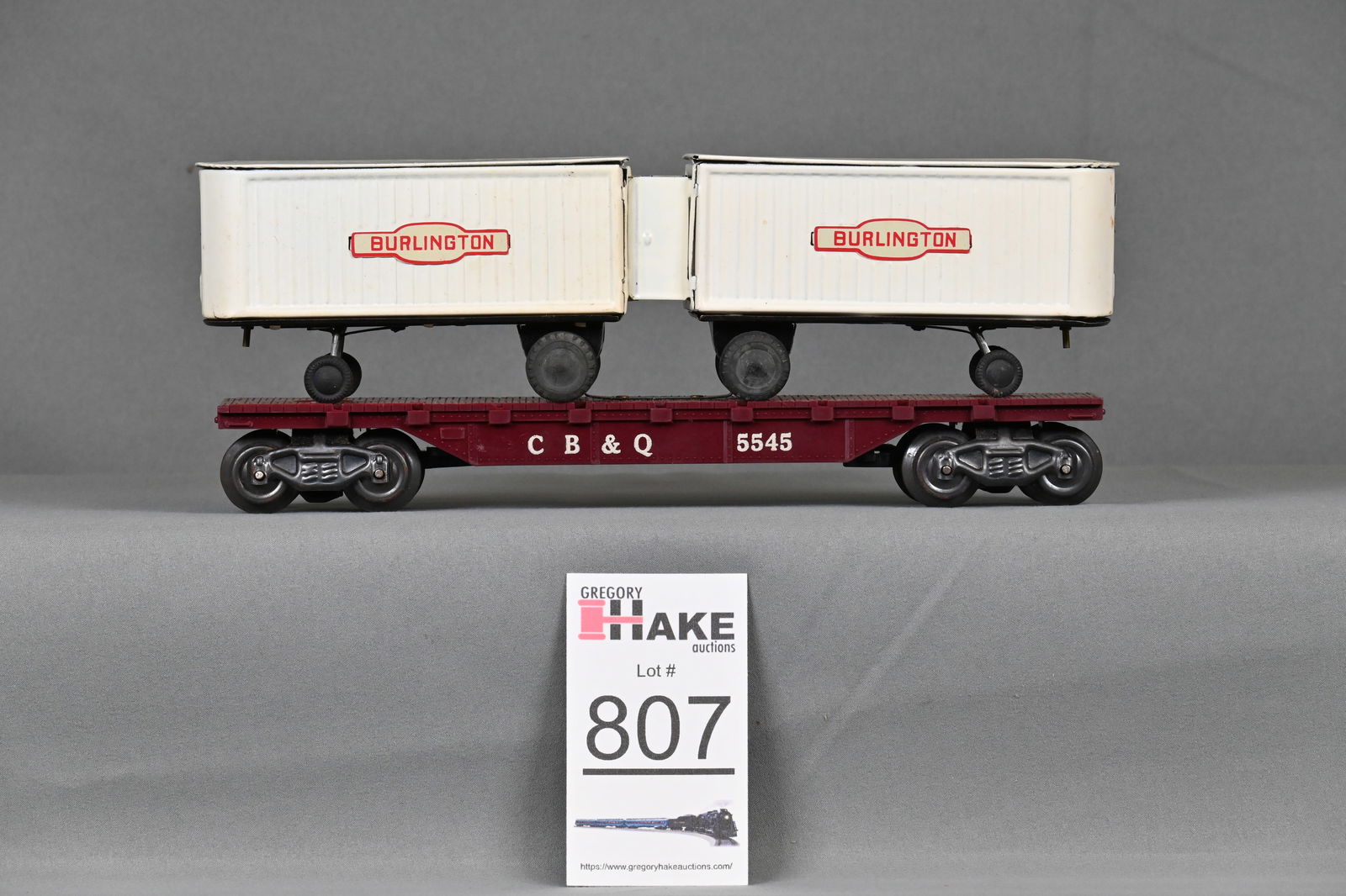 Marx 5545 Flat Car with 2 Burlington Trailers (1 of 6)