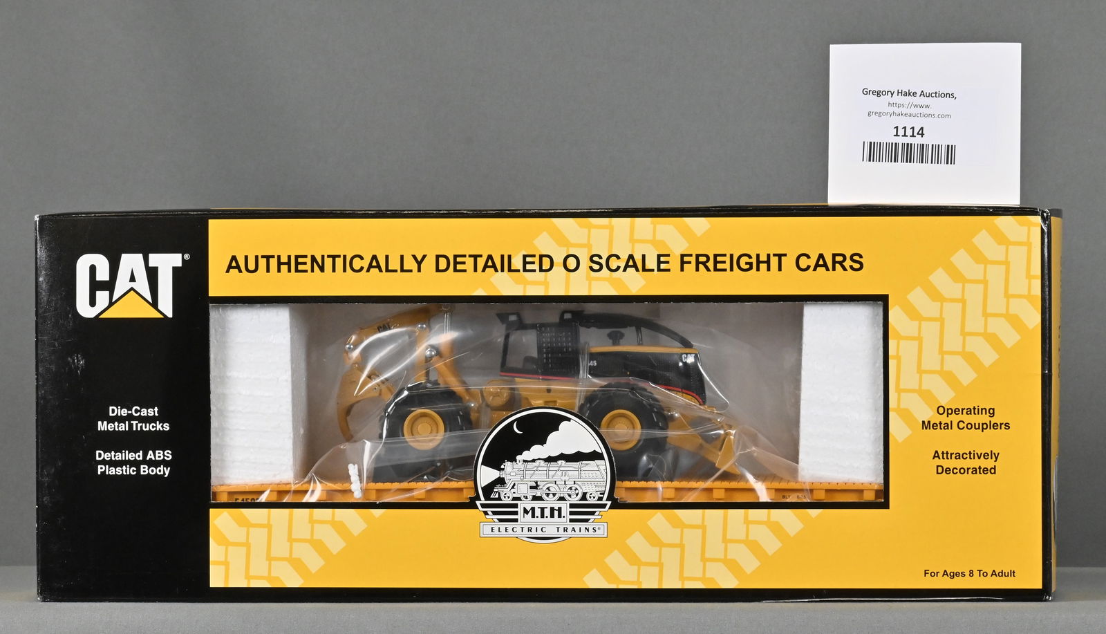 MTH 20-98357 Caterpiller (#54503) Flat Car w/ 545 Grapple Skidder, w/ OB (1 of 2)