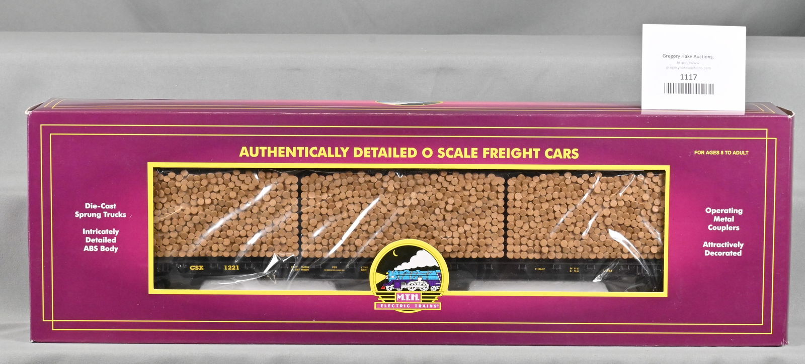 MTH 20-98211 CSX Center Beam Flat Car w/ Log Load, w/ OB (1 of 2)