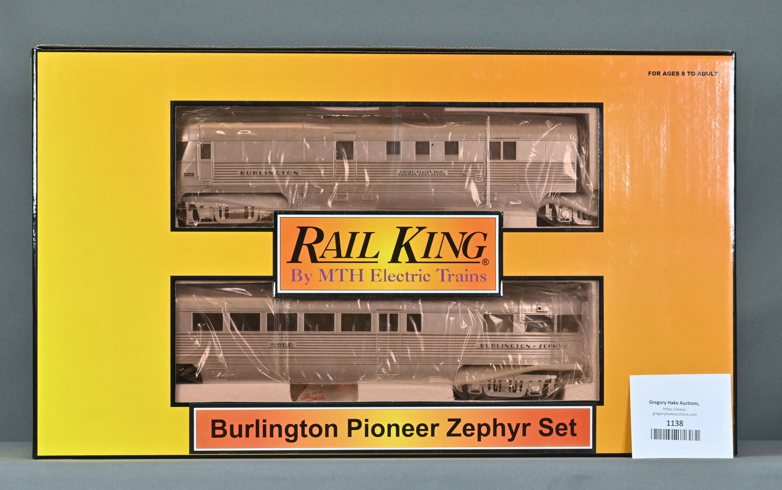 MTH 30-2186-1 Burlington Pioneer Zephyr Set w/ Proto Sound Cab #9900 , w/ OB (1 of 4)