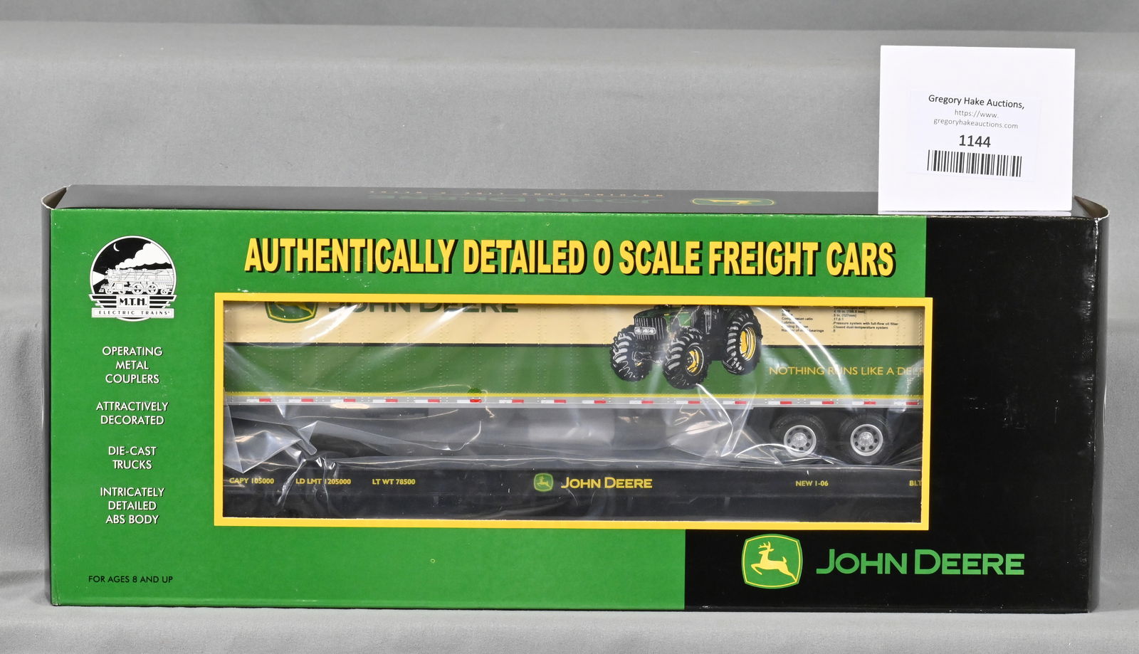 MTH 20-98510 John Deere (#JD64207) Flat Car w/ 48' Trailer, w/ OB (1 of 2)
