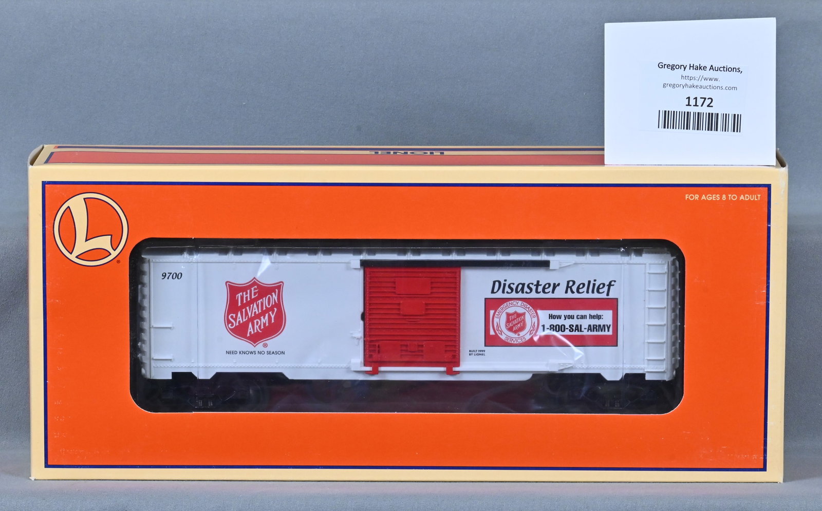 Lionel 6-26256 9700 Box Car Salvation Army, w/ OB: Lionel 6-26256 9700 Box Car Salvation Army, w/ OB - C10