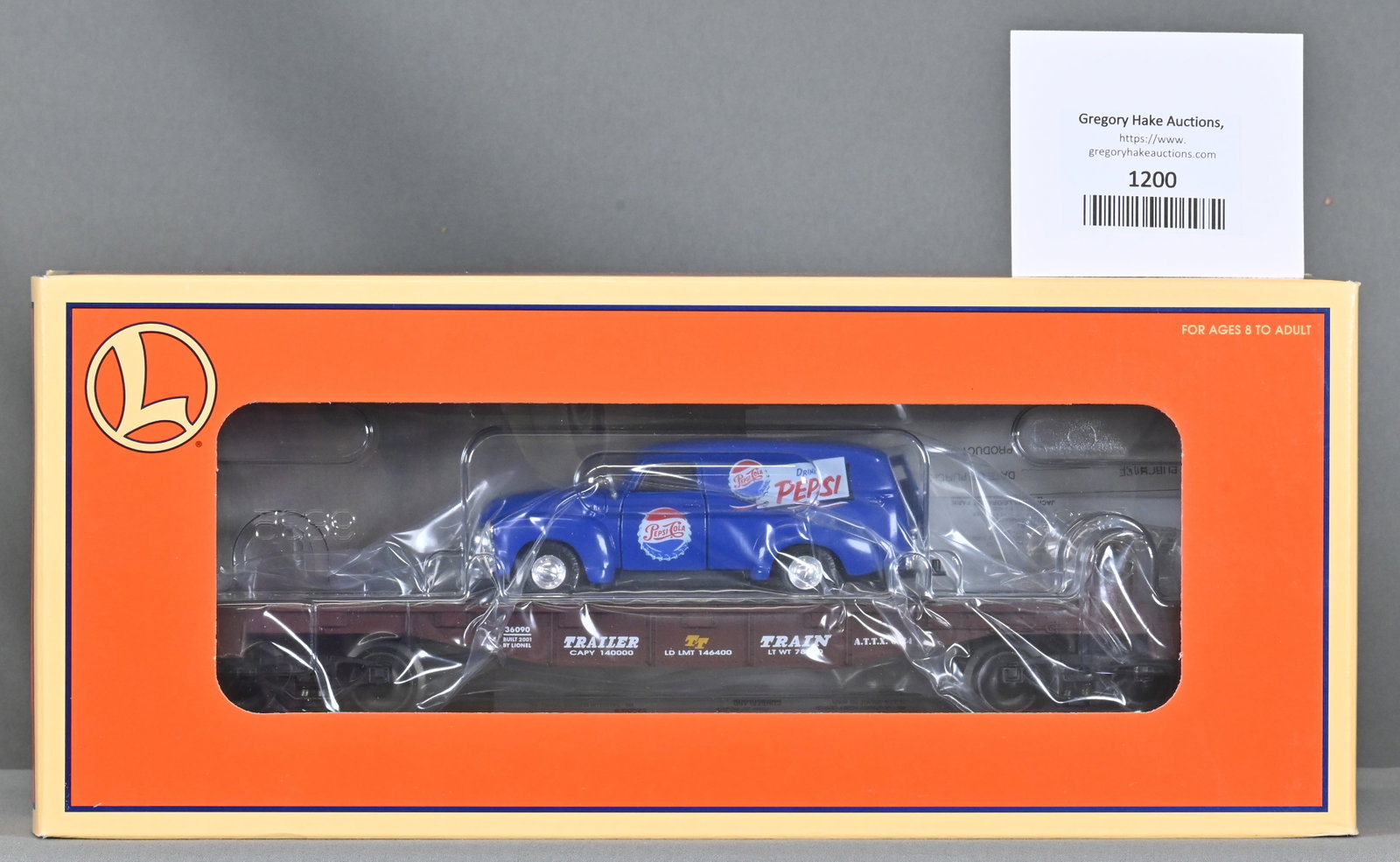 Lionel 6-36090 Flat Car w/ 1954 Pepsi Van, w/ OB: Lionel 6-36090 Flat Car w/ 1954 Pepsi Van, w/ OB - C10
