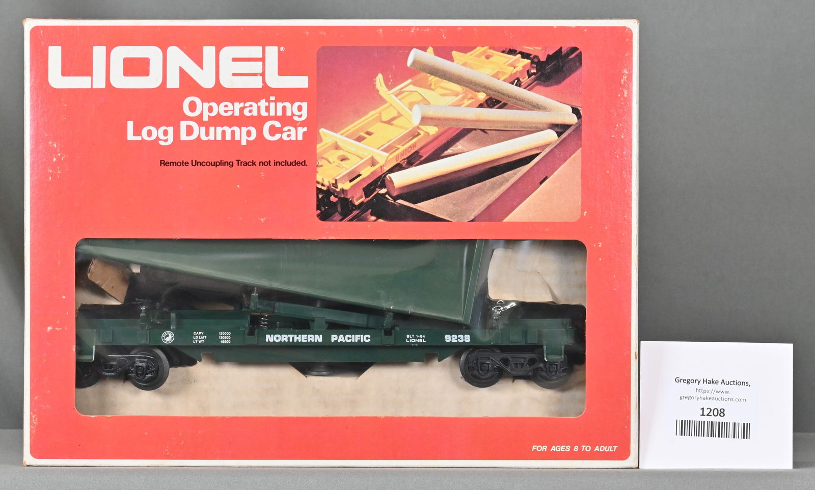 Lionel 6-9238 Northern Pacific Log Dump Car, w/ OB (1 of 3)