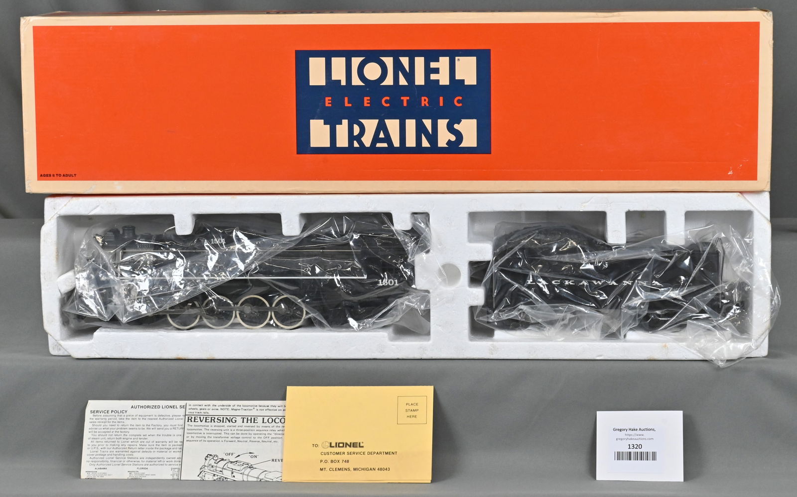 Lionel 6-18003 Delaware, Lackawanna & Western 4-8-4 Locomotive and Tender, w/ OB: Lionel 6-18003 Delaware, Lackawanna & Western 4-8-4 Locomotive and Tender, w/ OB - C8