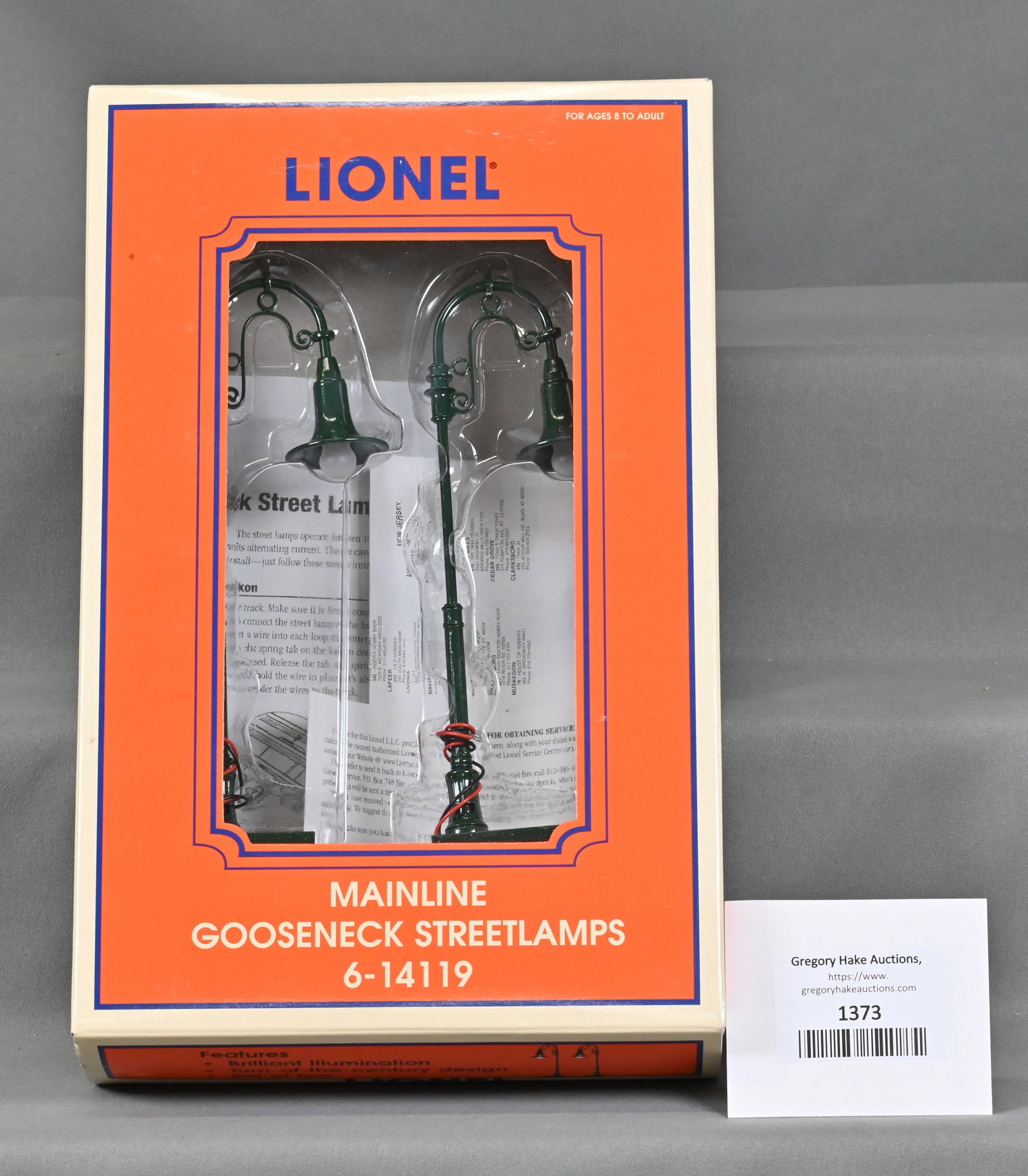 Lionel 6-14119 Mainline Gooseneck Streetlamps, w/ OB: Lionel 6-14119 Mainline Gooseneck Streetlamps, w/ OB - C10