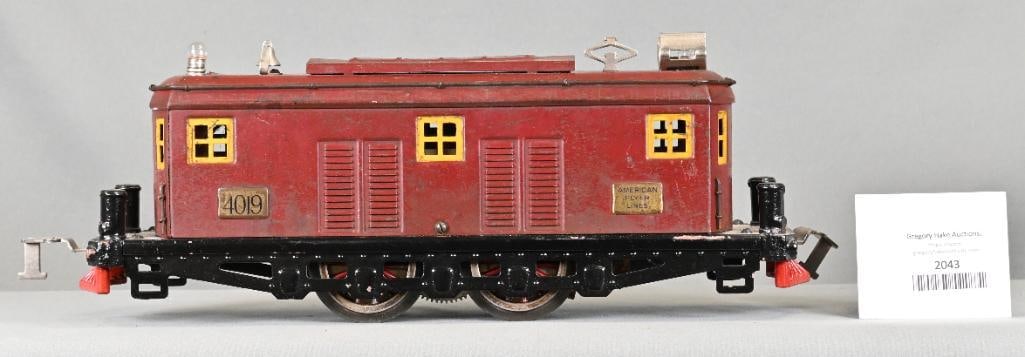American Flyer 4019 Maroon/Red Locomotive: American Flyer 4019 Maroon/Red Locomotive, C6. Frame has been repainted.