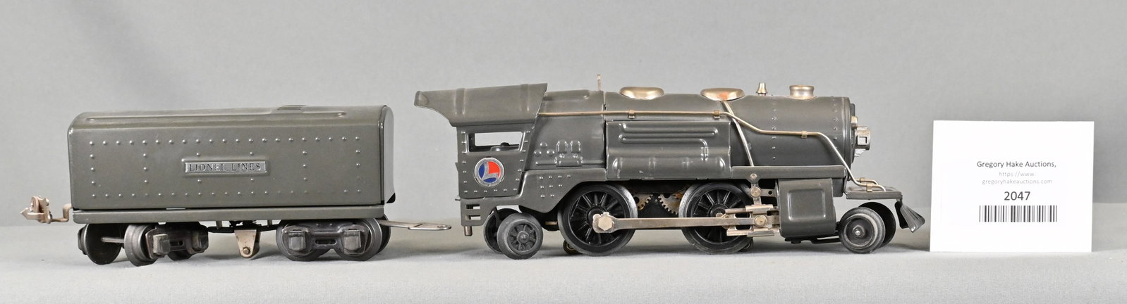 Late Prewar 259E Gunmetal Locomotive and Tender: Late Prewar 259E Gunmetal Locomotive and Tender, C8.
