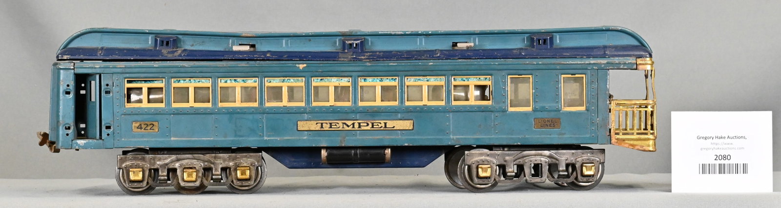 Lionel Prewar Standard Gauge 422 Tempel Blue Comet Passenger Car: Lionel Prewar Standard Gauge 422 Tempel Blue Comet Passenger Car, C5. As is with No Returns