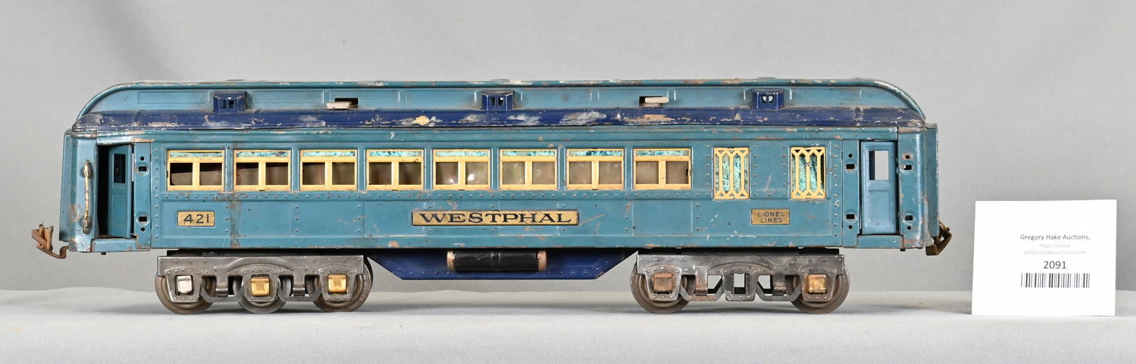 Lionel Prewar Standard Gauge 421 Westphal Blue Comet Passenger Car (1 of 6)