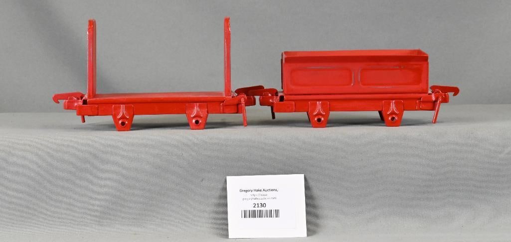 2 Buddy L Prewar Mining Cars: 2 Buddy L Prewar Mining Cars. Restored to C7. Both cars are missing their wheels and axles.