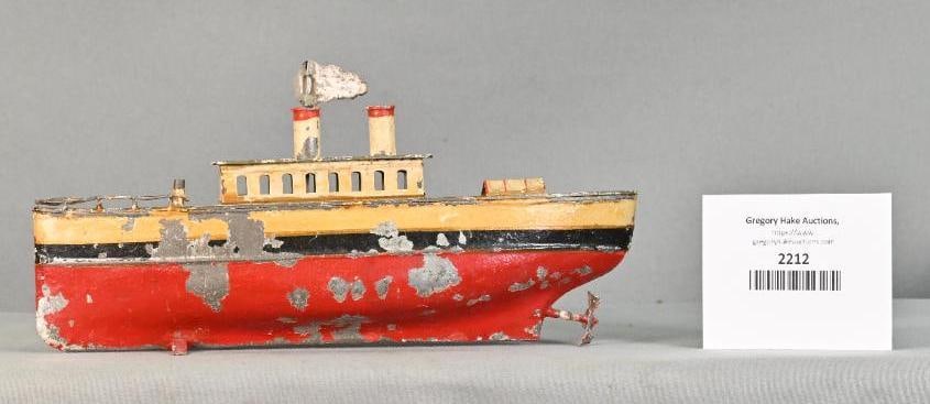 Prewar Clockwork Two Stack Steam Ship Boat (1 of 6)