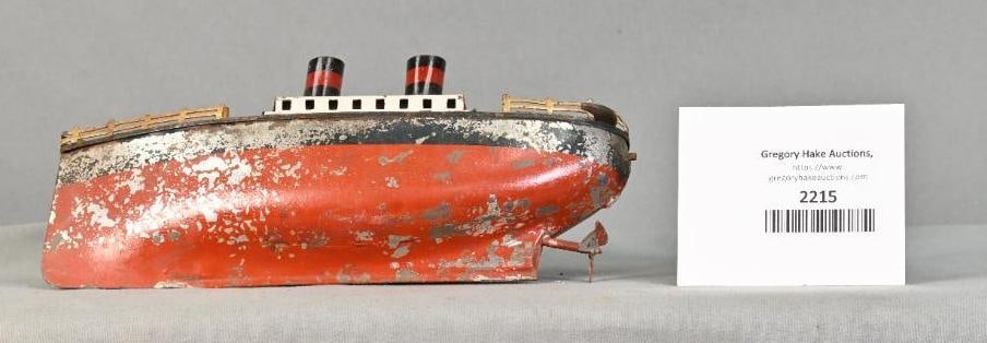 Prewar Clockwork Two Stack Steam Ship Boat (1 of 6)