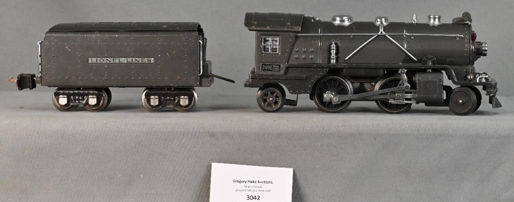 Lionel Prewar O Gauge Gray 249E Steam Locomotive w/ 265T Tender: Lionel Prewar O Gauge Gray 249E Steam Locomotive, C7 and 265T Tender, lower C7.